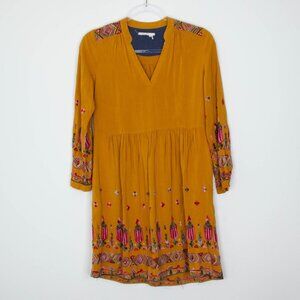 Anthropologie Floreat Raella Embroidered Tunic Dress‎ Size XS Hippie Festival